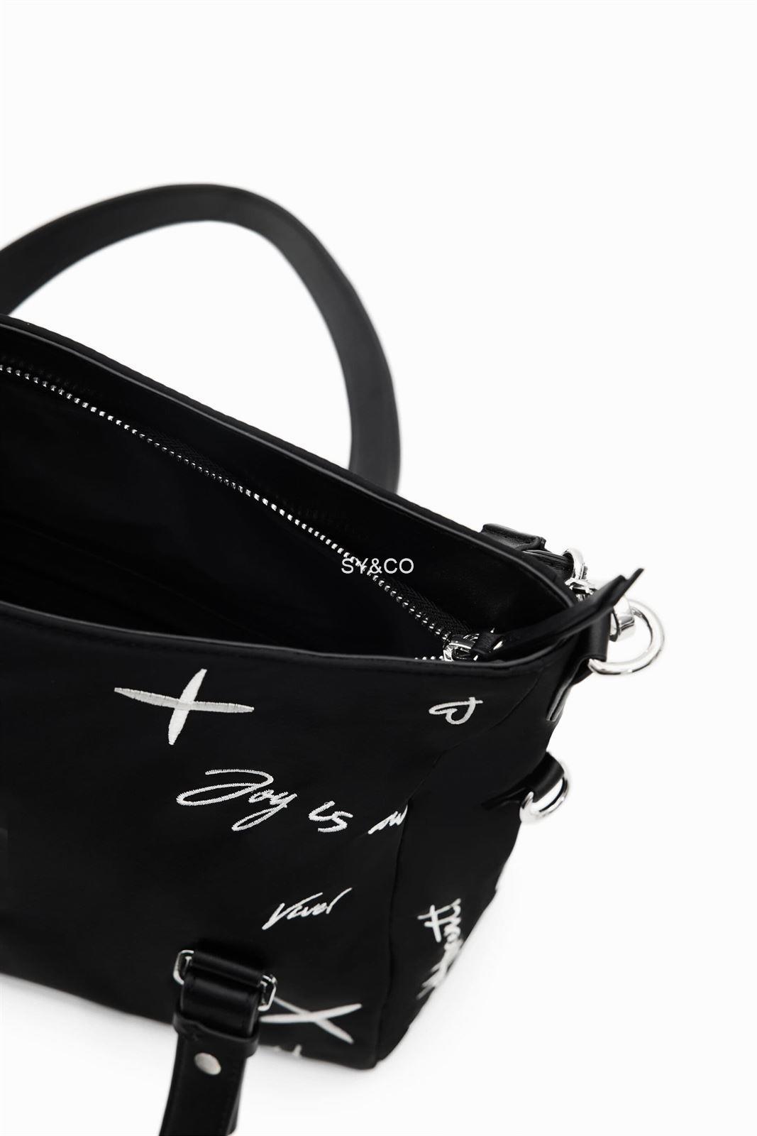 Bolso Desigual negro nylon con bordados 23SAXY27 Ekix - Imagen 6