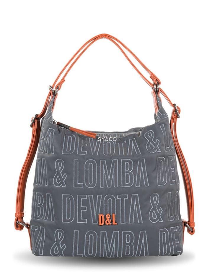 Bolso-mochila nylon Devota&Lomba Border gris - Imagen 1