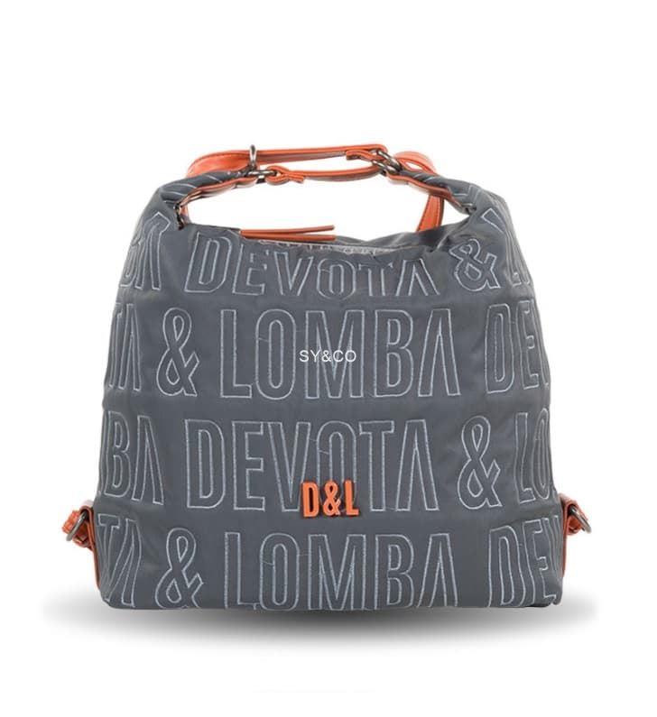 Bolso-mochila nylon Devota&Lomba Border gris - Imagen 3