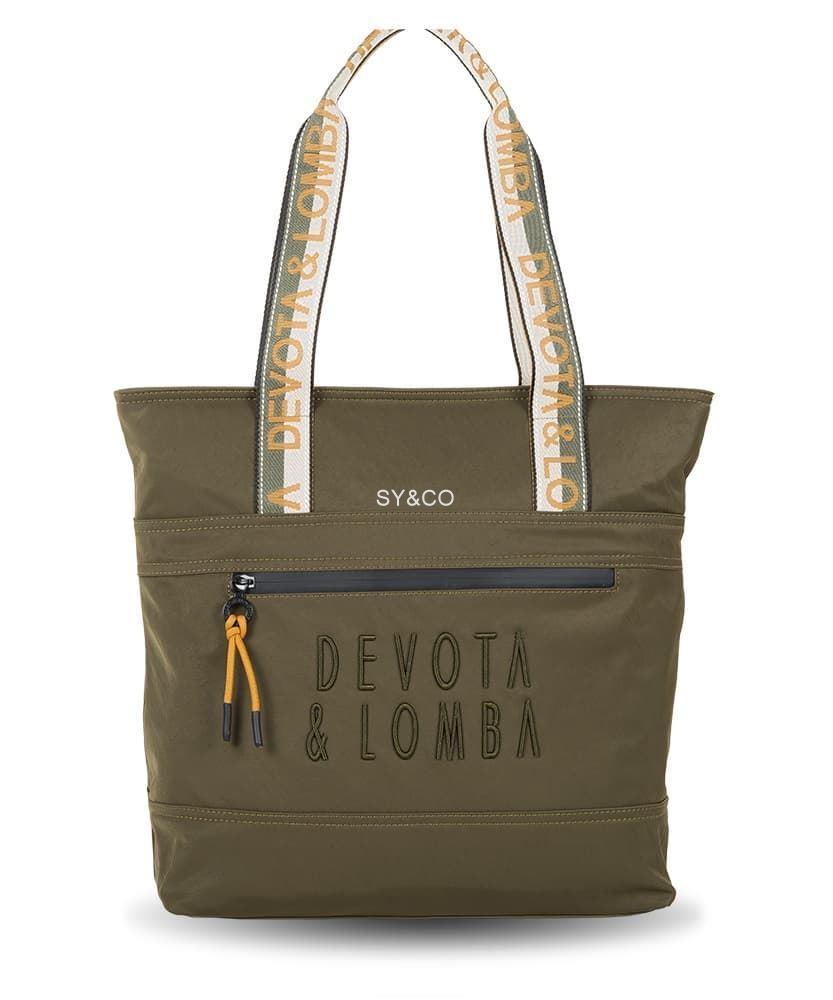 Bolso Shopper nylon Devota & lomba verde logo bordado Match - Imagen 1